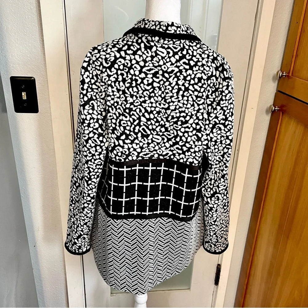 Vintage NY Collection Black White Women’s Coat Size XL Business Cheetah Jacket - Picture 5 of 8